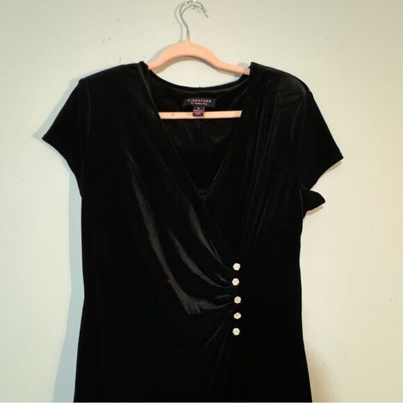 Signature by Robbie Bee Vtg Black Velour Victorian Gothic Dress Made in USA L - Picture 2 of 7